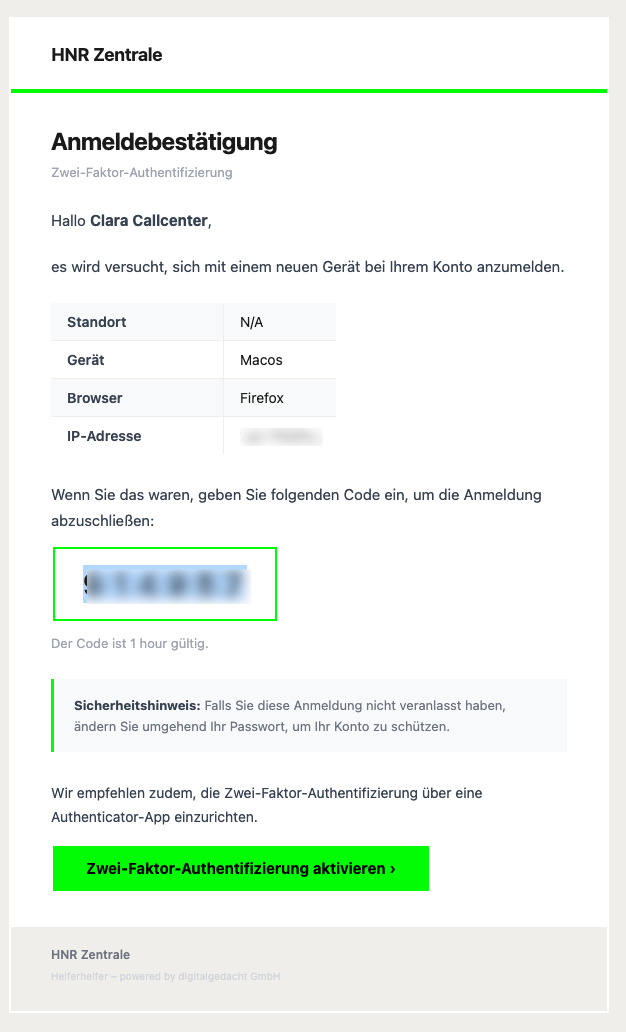 email 2fa code