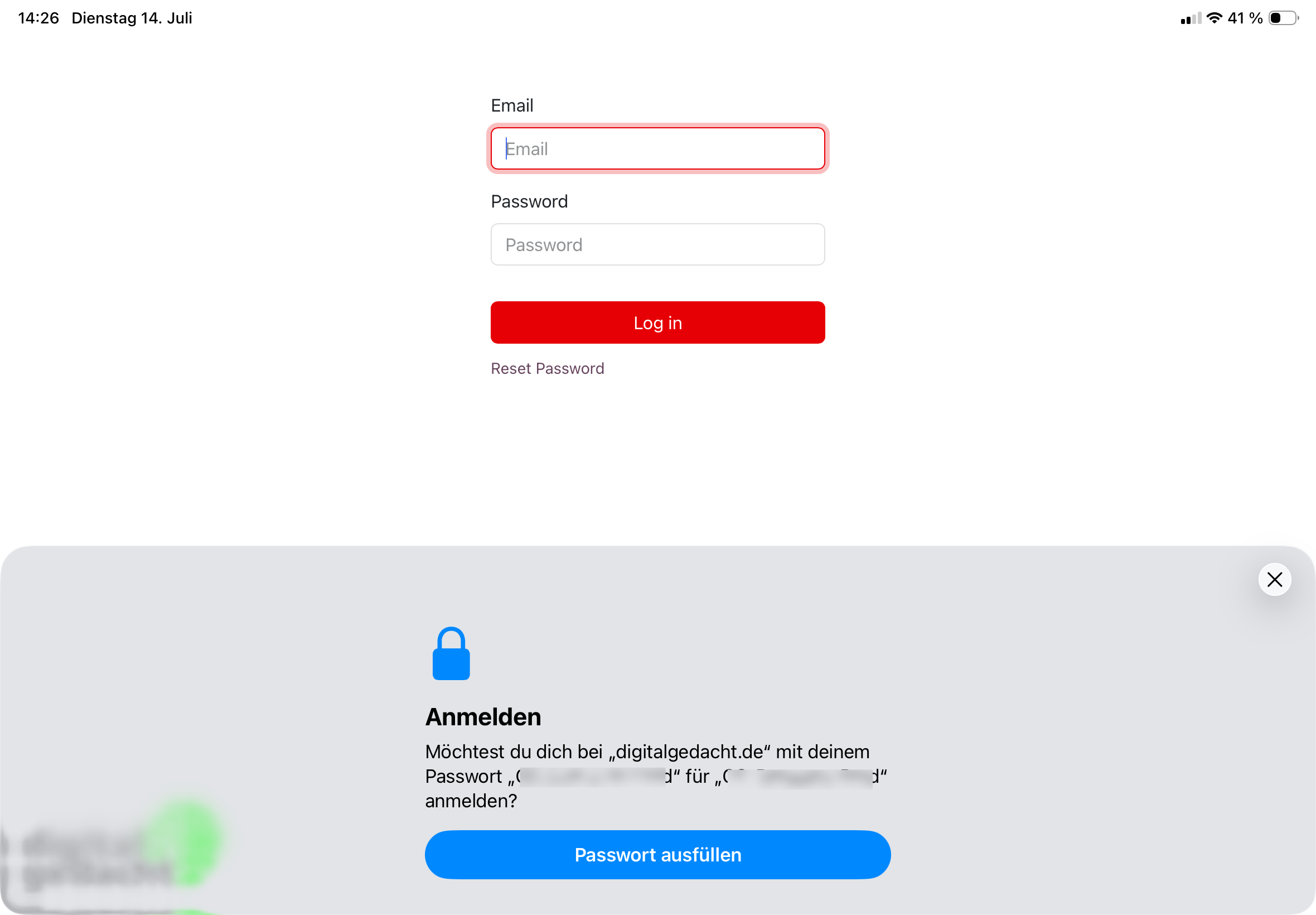 ipad anmeldung
